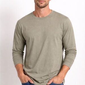 Buck Mason Long Sleeve Crewneck Shirt - Olive